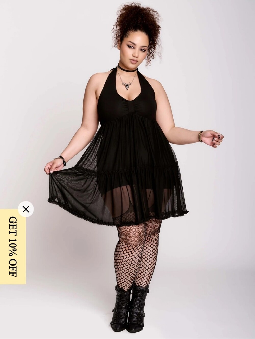 Midnight Hour Mesh Babydoll Romper